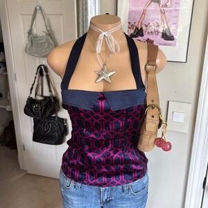 Y2K 2000s bebe silk halter top